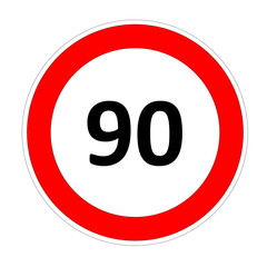 90 speed limit sign
