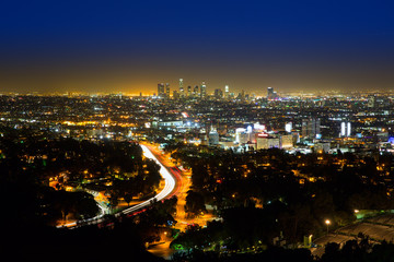 Downtown LA night Los Angeles sunset skyline California