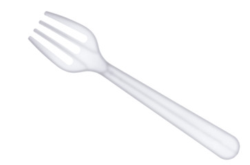 Plastic fork isolated on a white background.