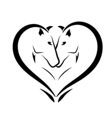 Stylized horses in love logo vector