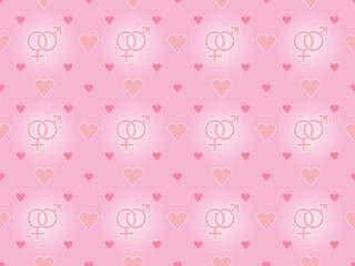 seamless pattern with valentines and gender symbols