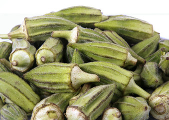 Okra with white background