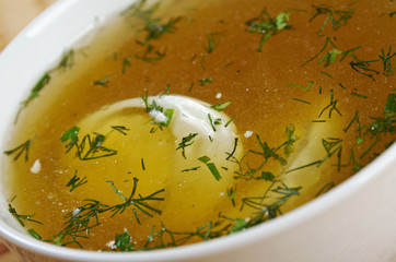 Chicken broth with dill and egg