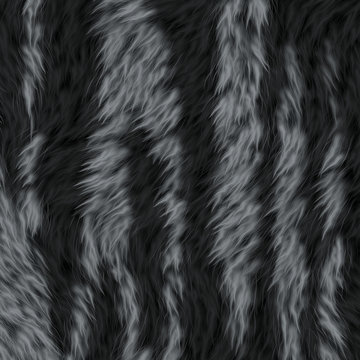 Lovely Black Fur Grey Stripes Background Texture