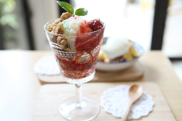 Fruit with ice cream