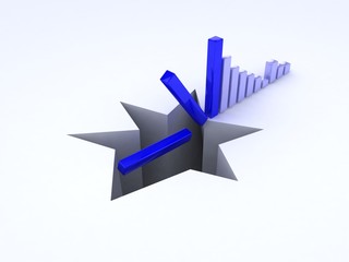 3d business graph falling