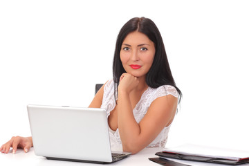 Naklejka premium woman with computer