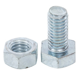 Old nut and bolt over white background