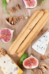 Cheese board with figs and nuts