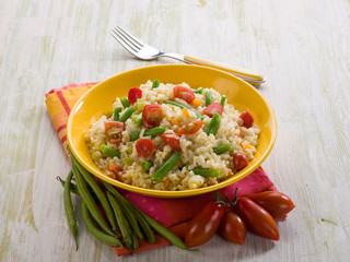 risotto with green beans and tomatoes