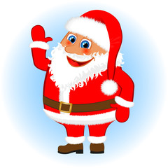 Jolly Santa Claus welcomes, isolated on white