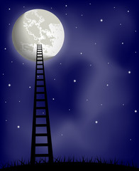 Ladder to the moon, vector illustration