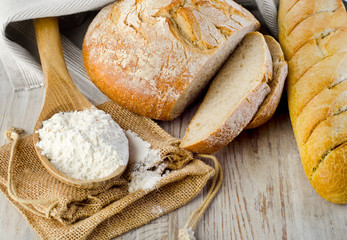 Bread on wooden table