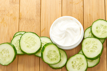 face mask with cucumber slices