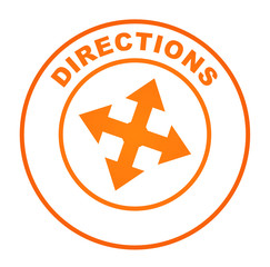 directions sur bouton web rond orange