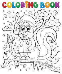 Coloring book Christmas squirrel 1