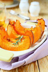 wedges of baked pumpkin