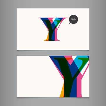 Business card template, letter Y