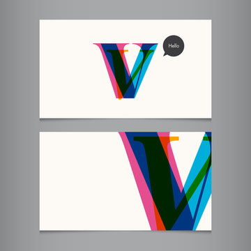 Business Card Template, Letter V