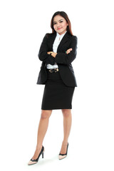 Picture of businesswoman holding sign of percent