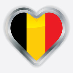 Fototapeta premium Belgium Flag Heart Glossy Button