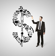 businessman drawing dollar
