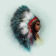Deurstickers Native American Indian Chief © AMdesign