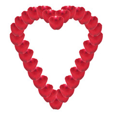 Obraz premium Border shape heart made by rose petal