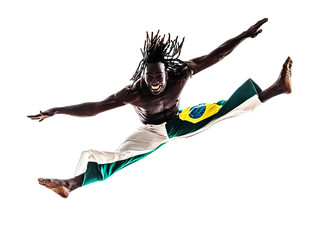 brazilian  black man dancer dancing capoiera