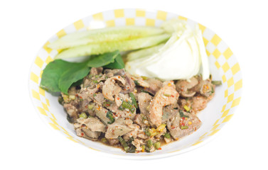 Traditional thai food grilled pork spicy salad