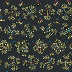 curl lines floral pattern