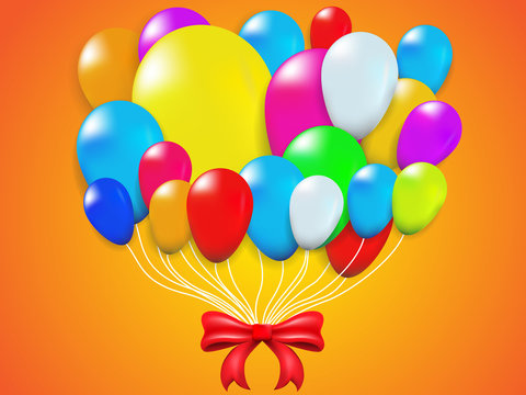 Colorful Balloon and red Bow