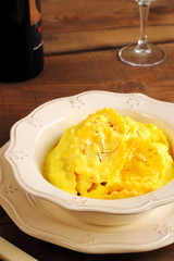 Ravioli with saffron cream sauce