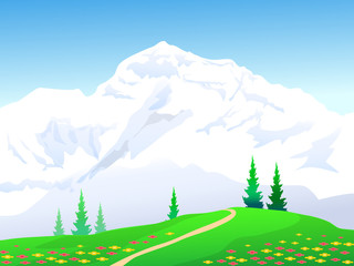 Landscape of Himalayas - Vector illustration