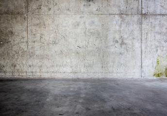 Grungy concrete wall and floor
