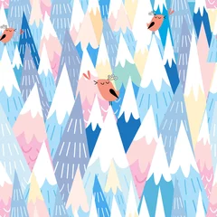 Foto op Plexiglas Bergen patroon van de bergen en de vogels
