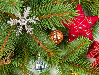 christmas decoration on fir branches