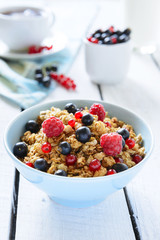 Healthy nutrition: muesli with berries