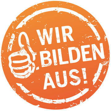 Button Wir bilden aus mit Daumen