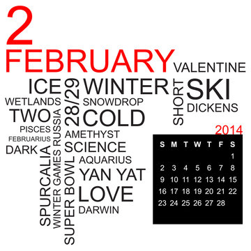 word cloud and calendar february 2014