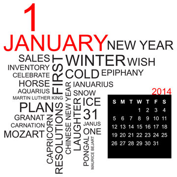 word cloud and calendar january 2014