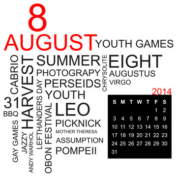 word cloud and calendar august 2014