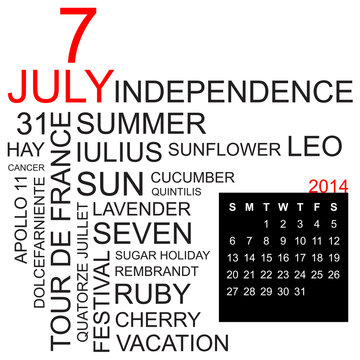 word cloud and calendar july 2014