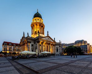 German Cathedral on Gendarmenmarkt Square in the Eveneing, Berli