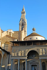 Cloister of the Basilica of Santa Croce in Florence - Italy;