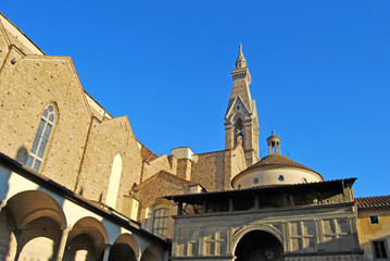 Obraz premium Cloister of the Basilica of Santa Croce in Florence - Italy;