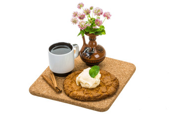 Breakfast wirh coffee and cookie