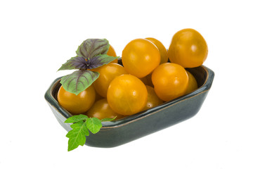 Yellow bright cherry tomato