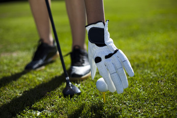 Obraz premium Hand and golf ball