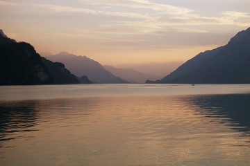 swiss lake sunset